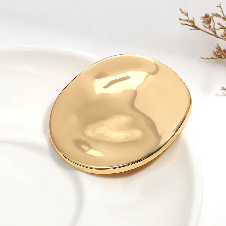 Greatera Irregular Folded Round Brooch Gold Metal Jewelry for Women
