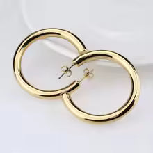 Oversized Gold Plated Hoop Earrings – Thick Round Stainless Steel Circle Jewelry for Women 2025 ✨ Brande Hub