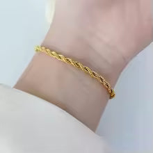 18K Gold Plated 925 Sterling Silver Chain Bracelet Unisex 4MM Simple Charm Jewelry Gift 20cm