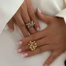 Creative Small Ball Open Ring Irregular Metal Punk Couple Jewelry for Women & Men