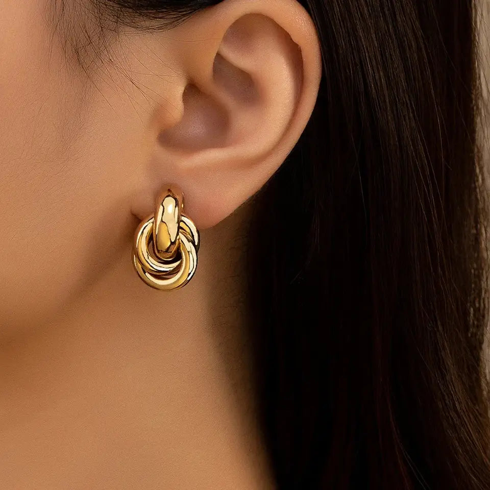 Trendy Gold & Silver Knot Hoop Earrings for Women – Twist Stud Fashion Jewelry