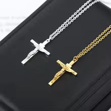 Christian Jesus Cross Pendant Necklace Stainless Steel Religious Jewelry for Men & Women