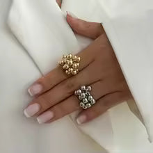 Creative Small Ball Open Ring Irregular Metal Punk Couple Jewelry for Women & Men