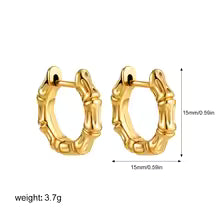 Punk Gold Bamboo Hoop Earrings for Women – Chunky Geometric Stainless Steel Hip Hop Party Jewelry ✨ Brande Hub