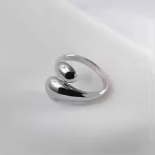 925 Sterling Silver Water Drop Open Ring 18K Gold Plated Elegant Couple Jewelry Gift for Women
