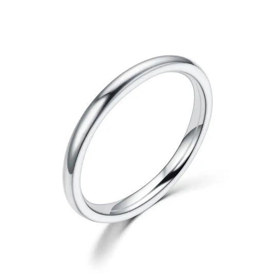 2mm Thin Stainless Steel Ring Simple Silver Band for Women & Girls