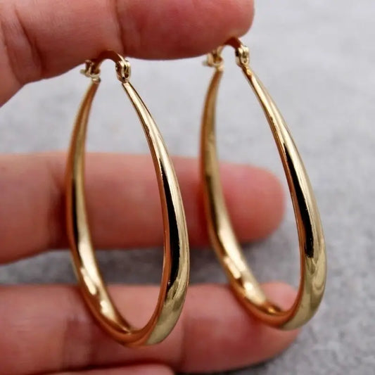 Shiny Gold Hoop Earrings for Women – Fashion Smooth Wedding & Engagement Jewelry Gift