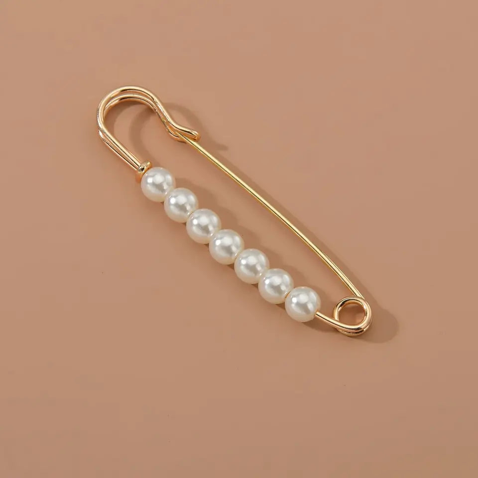 Simple and Fashionable Imitation Pearl Beaded Brooch for Women's Classic Casual Jewelry Clothing Accessories