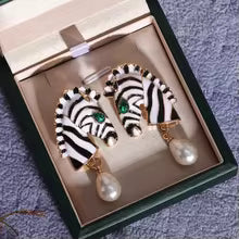 Huitan Zebra Head Drop Earrings for Women Black & White Animal Statement Jewelry for Parties