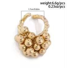 Creative Small Ball Open Ring Irregular Metal Punk Couple Jewelry for Women & Men