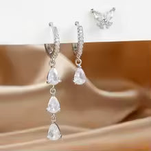 3PCS Vintage Water Drop Zircon Pendant Hoop Earrings Set – Premium Stainless Steel Huggie Jewelry for Women ✨ S&Z DESIGN