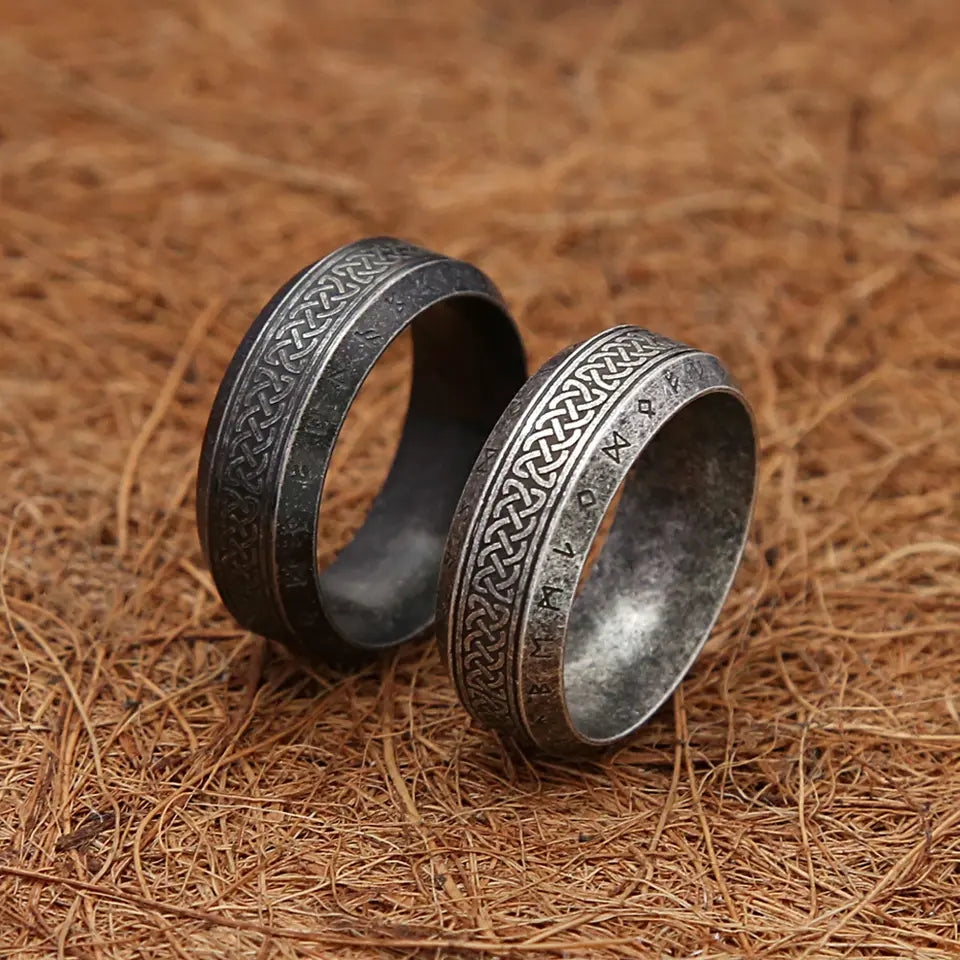 Vintage Viking Rune Ring – Nordic Celtic Knot Stainless Steel Amulet for Men & Women
