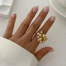 Creative Small Ball Open Ring Irregular Metal Punk Couple Jewelry for Women & Men