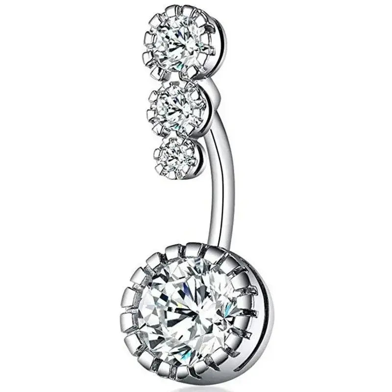 Zircon Crystal Belly Button Ring Heart & Round Navel Jewelry