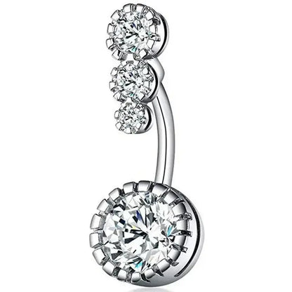 Zircon Crystal Belly Button Ring Heart & Round Navel Jewelry