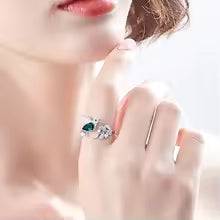 Elegant Blue Stone Hummingbird Adjustable Ring Nature-Inspired Wedding & Party Jewelry for Women
