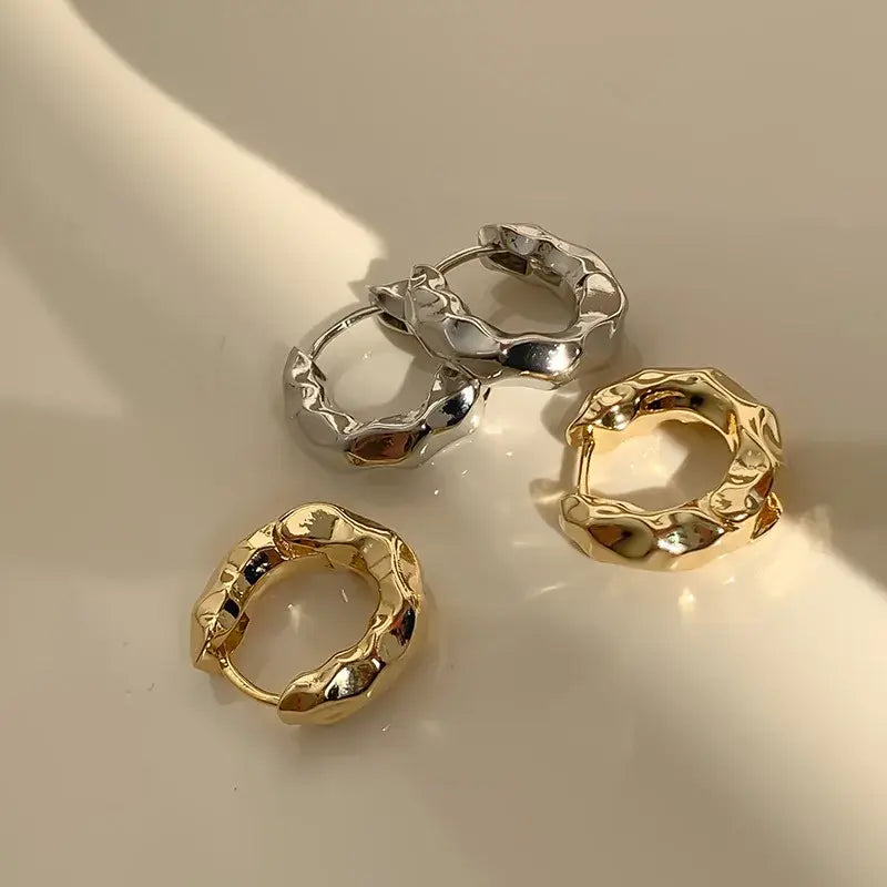 LATS Retro Geometric Hoop Earrings – Trendy Irregular Circle Earrings for Women