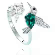 Elegant Blue Stone Hummingbird Adjustable Ring Nature-Inspired Wedding & Party Jewelry for Women