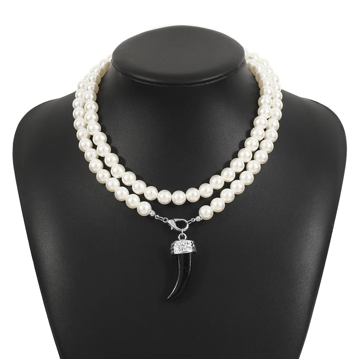Vintage Women Jewelry Personality Horn Pendant High Quality Pearl Beaded Necklaces 2025 Trend Holiday Party Accessories
