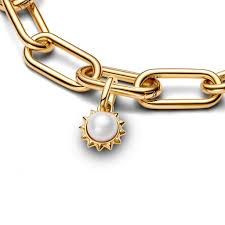 Pandora ME Freshwater Pearl Sun Mini Dangle Charm | Cultured Pearl Jewelry | Mix & Match Accessory