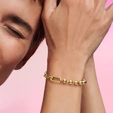 Pandora ME Metal Bead & Link Chain Bracelet | Customizable Jewelry | Elegant and Modern Bracelet