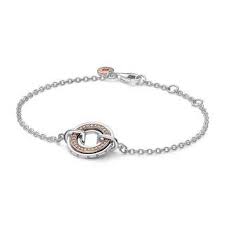Pandora Logo Sterling Silver & Rose Gold-Plated Necklace and Bracelet Set