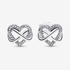 Pandora Sparkling Infinity Heart Collier Stud Earrings & Necklace Set - 50cm