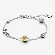 Pandora Two-Tone Sparkling Solar System Chain Bracelet – Elegant Gold & Silver Planet-Themed Jewelry for Women