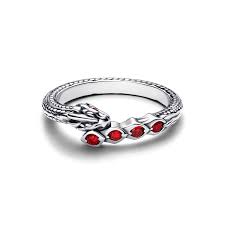 Pandora Game of Thrones Dragon Sparkling Ring – Sterling Silver with Red Cubic Zirconia