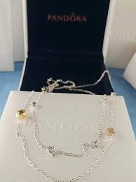 Pandora Two-Tone Sparkling Solar System Long Necklace – 100cm Celestial-Inspired Jewelry