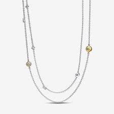 Pandora Two-Tone Sparkling Solar System Long Necklace – 100cm Celestial-Inspired Jewelry