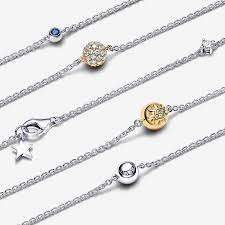 Pandora Two-Tone Sparkling Solar System Long Necklace – 100cm Celestial-Inspired Jewelry