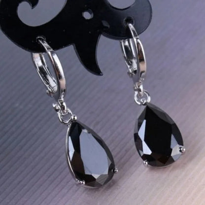 Black Zircon Water Drop Earrings for Women