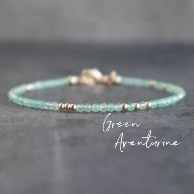 Dainty Aventurine Bracelet Women Real Gemstone Lucky Jewelry