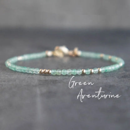Dainty Aventurine Bracelet Women Real Gemstone Lucky Jewelry