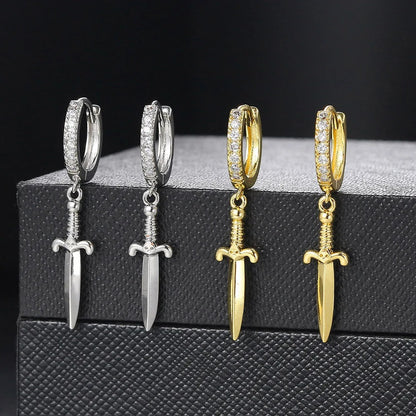 Dagger Sword Hoop Earrings Women Man Rock Punk Fashion Jewelry