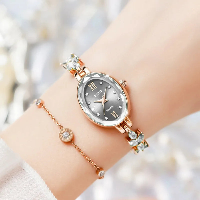 Women’s Luxury Diamond Inlaid Watch Waterproof Oval Quartz