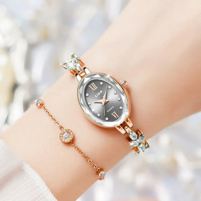 Women’s Luxury Diamond Inlaid Watch Waterproof Oval Quartz