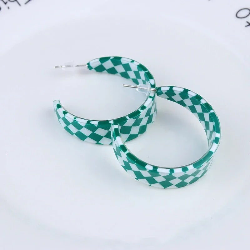 Leopard Acrylic Hoop Earrings Retro C-Shaped Twist Design