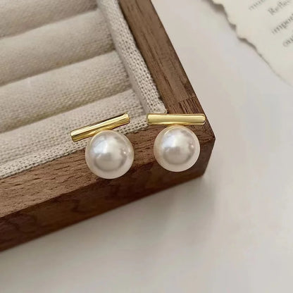 Grey Imitation Pearl Earrings French Minimalist Fashion Jewelry for Women