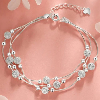 Luxury Designer Sterling Silver Bead Bracelet Women Party Jewelry