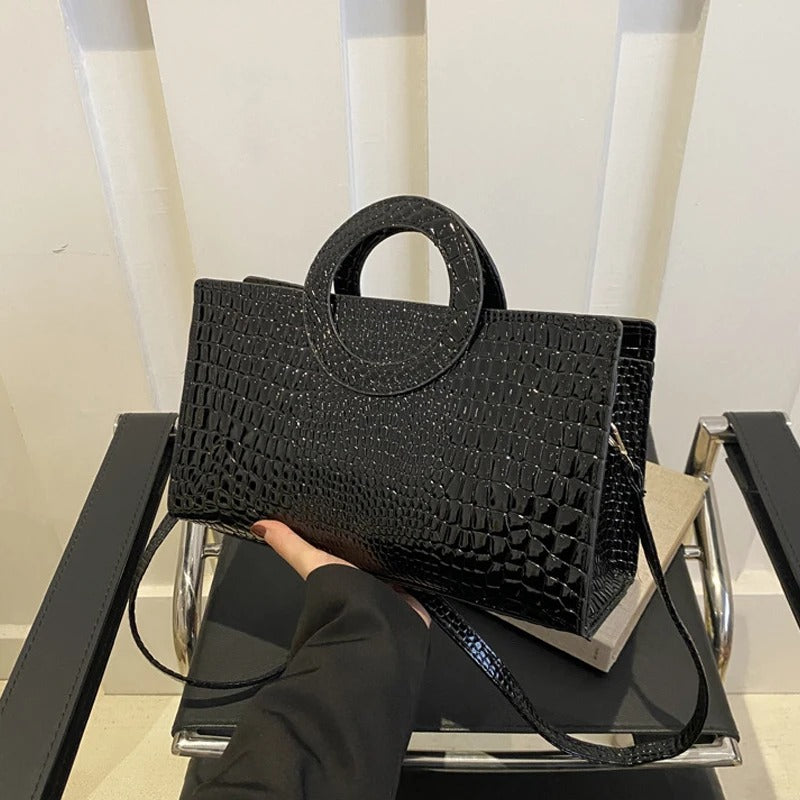 Women’s Green Crocodile PU Leather Shoulder Bag