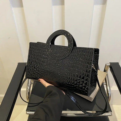 Women’s Green Crocodile PU Leather Shoulder Bag