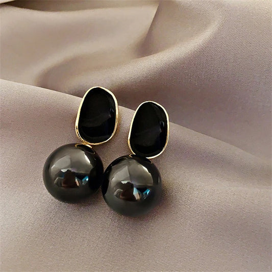 Elegant Pink & White Pearl Drop Earrings for Women Black Geometric Acrylic Drop Earrings