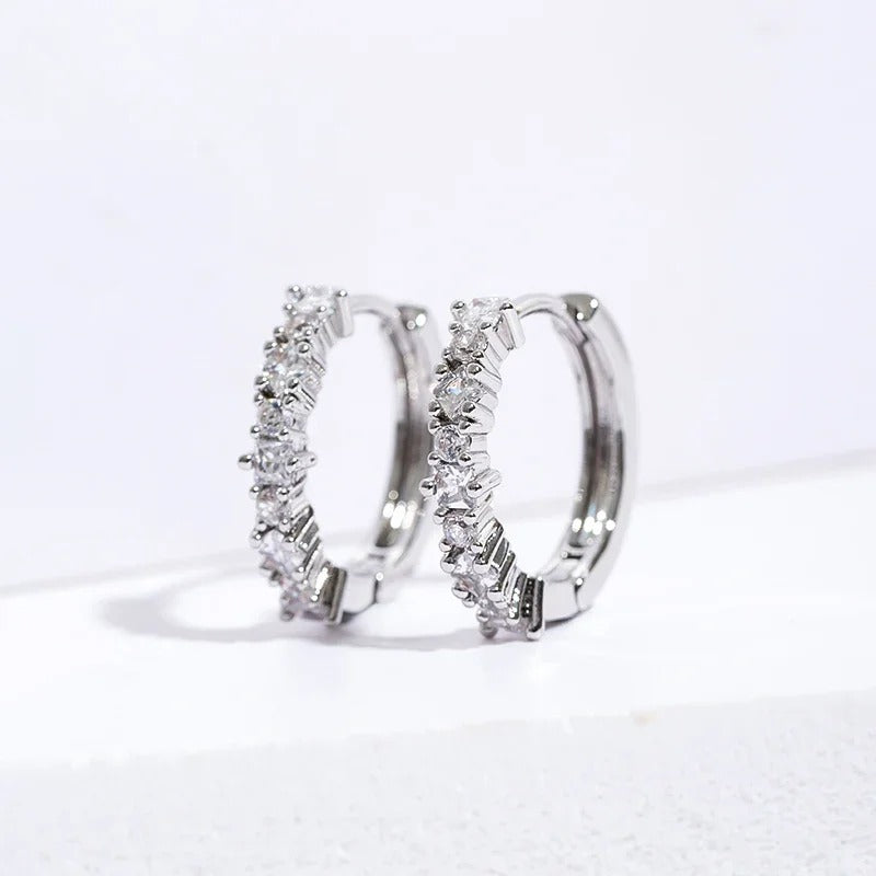 Luxury Colorful Zircon Hoop Earrings Women Stainless Steel Jewelry