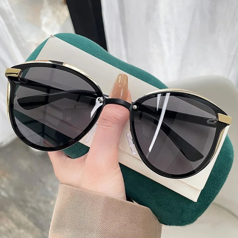 Fashion Classic Polarized Cat Eye Sunglasses for Women Luxury UV400 Round Eyewear