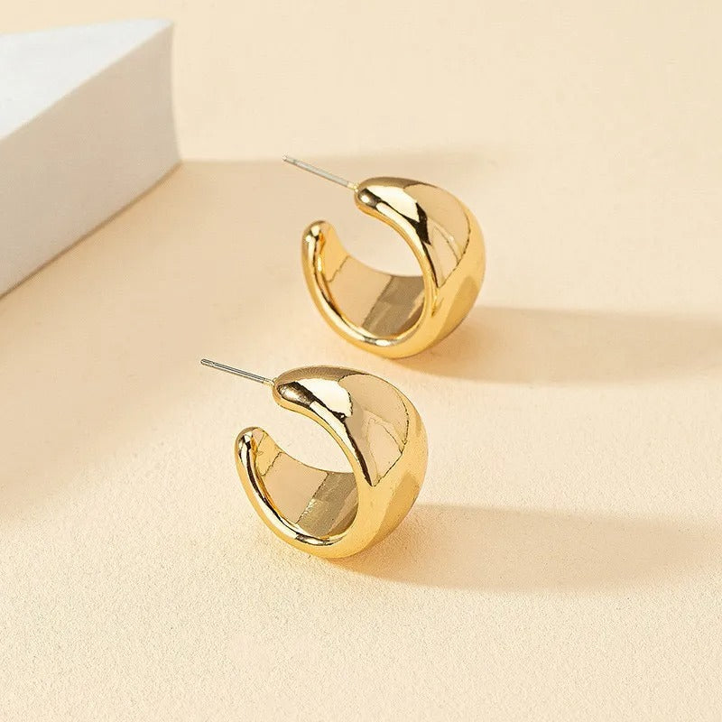 Stainless Steel Smooth Metal Chunky Hoop Earrings for Women Fashion Round Circle Hoops Statement Earrings 2025 Trendy Jewelry