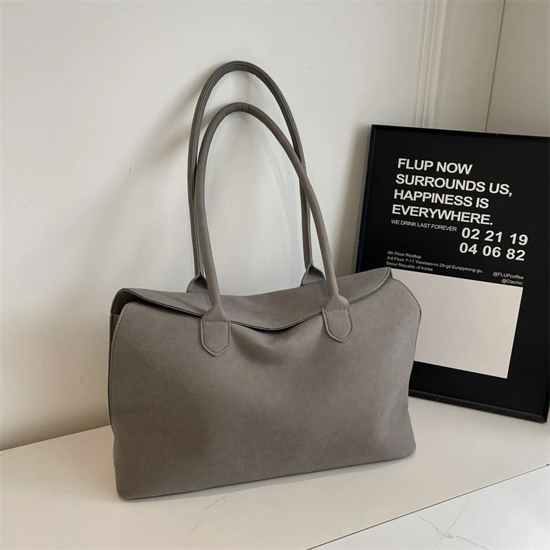 Women’s Business Faux Suede Briefcase Tote Large Capacity Handbag
