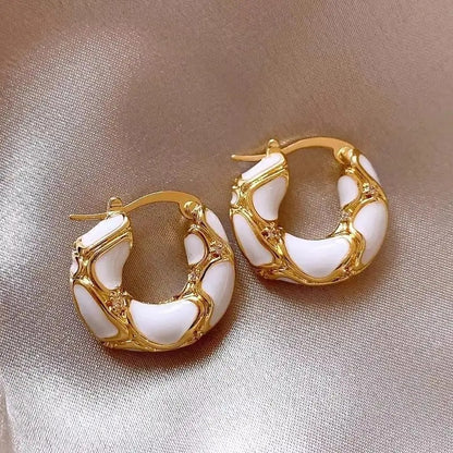 Stainless Steel Hoop Earrings for Women Girls Trendy Enamel Jewelry Gift
