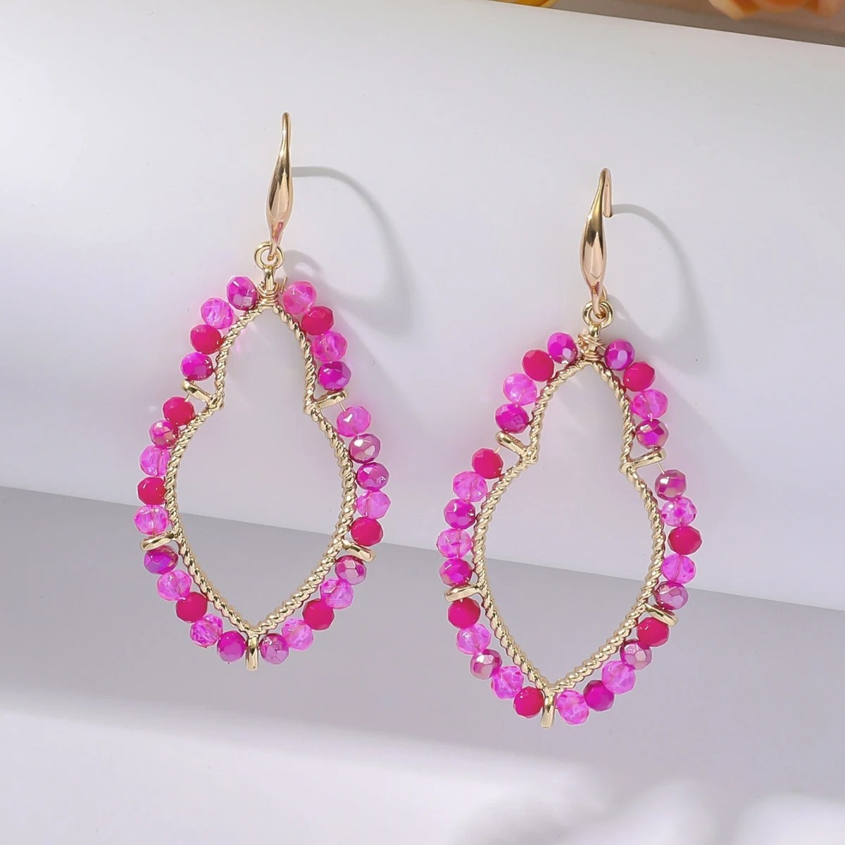 Trendy Boho Waterdrop Crystal Bead Drop Earrings Women Jewelry